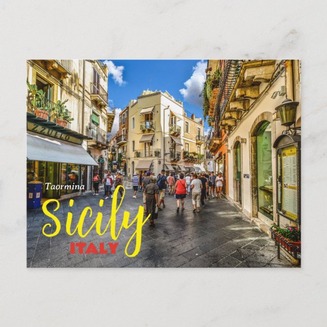 Greetings from Taormina Sicily Italy Postcard (Front)
