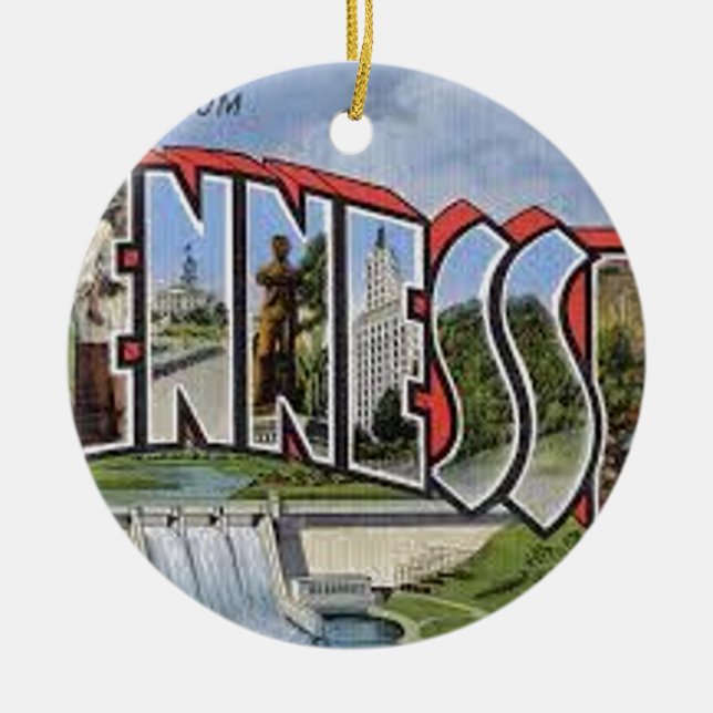 Greetings From Tennessee Ceramic Tree Decoration (Front)