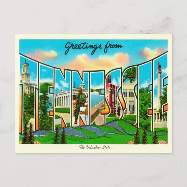 Greetings from Tennessee Vintage Travel Postcard (Front)