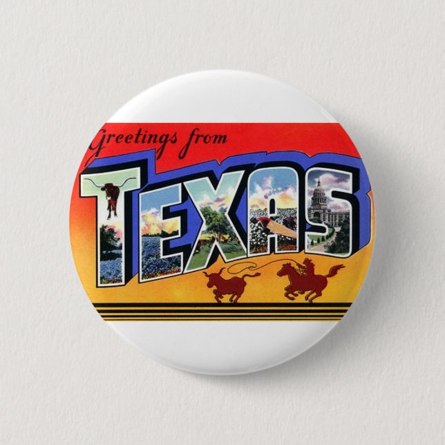 Greetings From Texas 6 Cm Round Badge (Front)