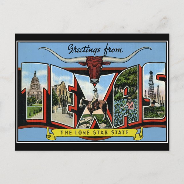Greetings from Texas Vintage Postcard (Front)