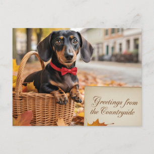 "Greetings from the Countryside" Dachshund Holiday Postcard