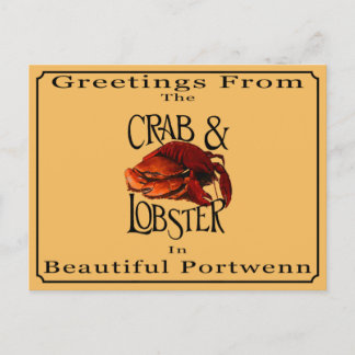Greetings From The Crab and Lobster Postcard