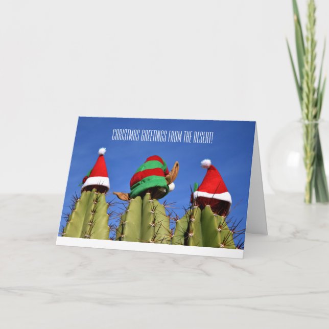 Greetings from the Desert Cactus Christmas Card (Front)