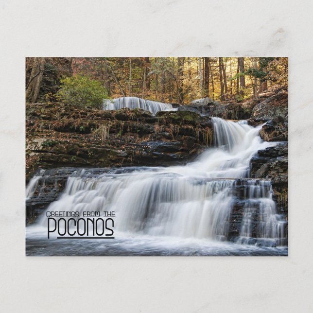 Greetings from the Factory Falls in the Poconos Postcard (Front)