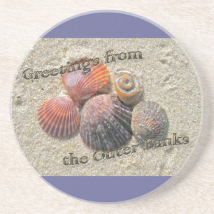 Greetings from the Outer Banks Seashells Coaster