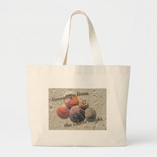 Greetings from the Outer Banks Seashells Large Tote Bag