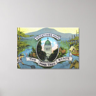 Greetings From the Pine Tree State, Scenic Canvas Print