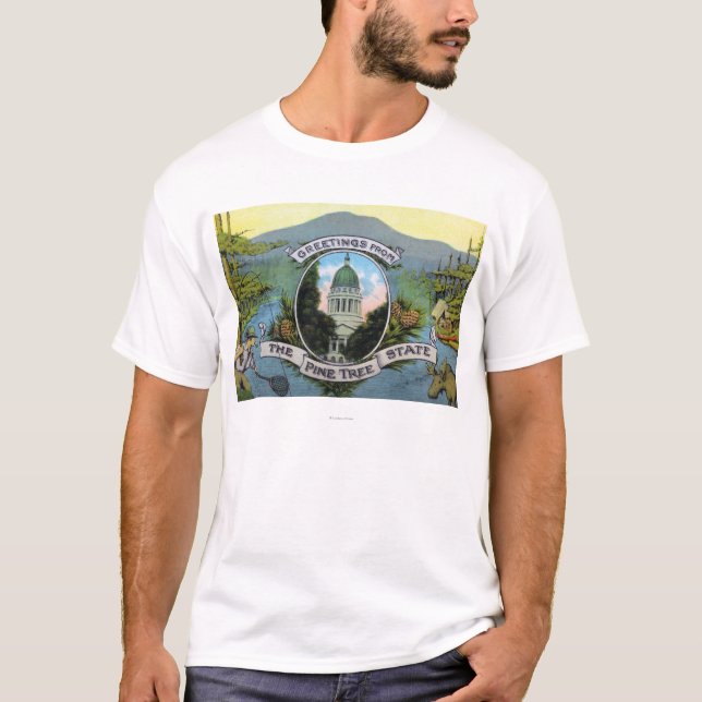 Greetings From the Pine Tree State, Scenic T-Shirt (Front)