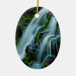 Greetings from the Poconos Beautiful Waterfall Ceramic Tree Decoration