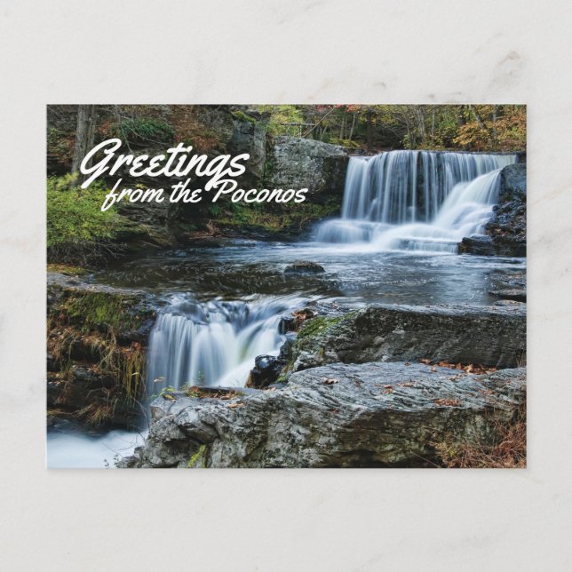 Greetings from the Poconos! Factory Falls Postcard (Front)