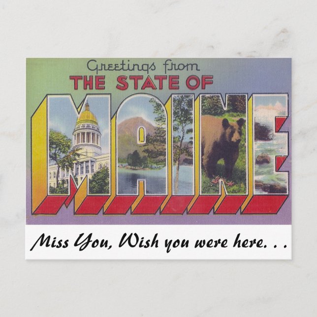 Greetings from the state of Maine Postcard (Front)