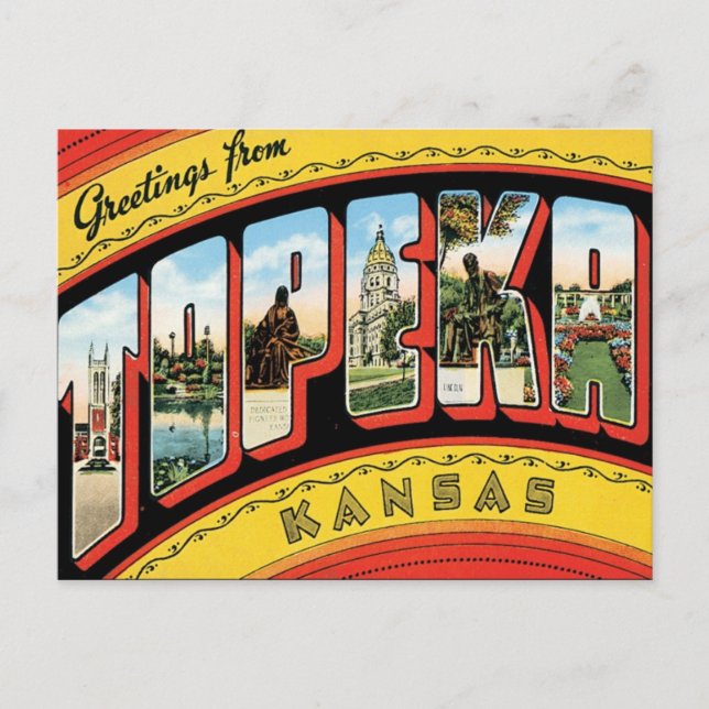 Greetings From Topeka Kansas Postcard (Front)