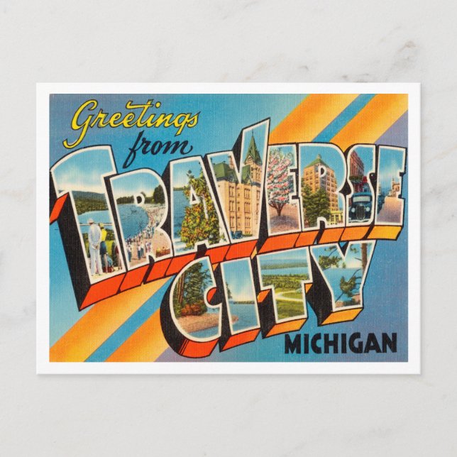 Greetings from Traverse City, Michigan Travel Postcard (Front)