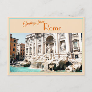 Greetings From Trevi Fountain Vintage Postcard