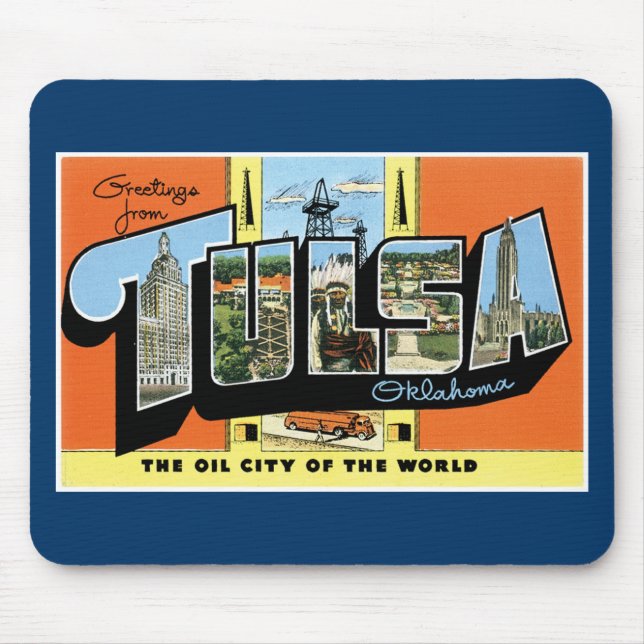Greetings from Tulsa, Oklahoma! Mouse Mat (Front)