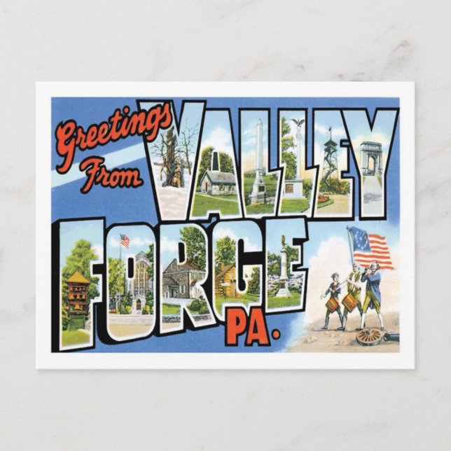 Greetings From Valley Forge Pennsylvania US City Postcard (Front)