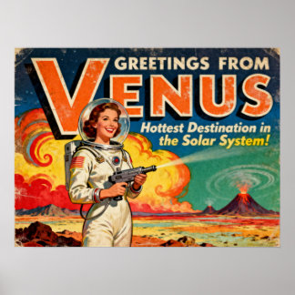 Greetings from Venus Retro Sci‑Fi Poster