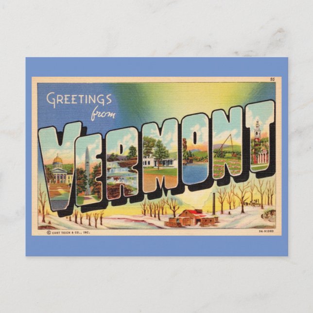  Greetings From Vermont Postcard (Front)