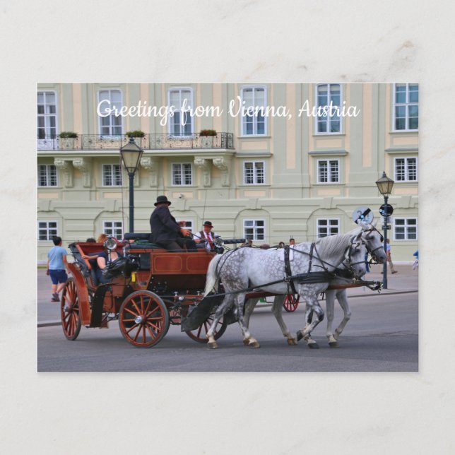 Greetings from Vienna, Austria horses and carriage Postcard (Front)
