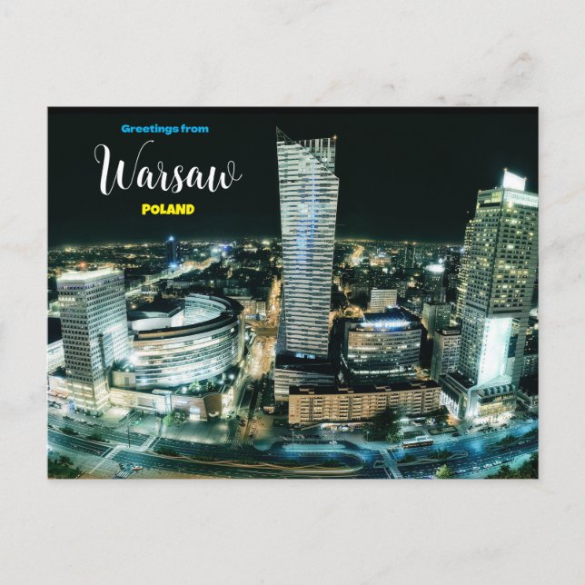 Greetings from Warsaw Poland Postcard (Front)