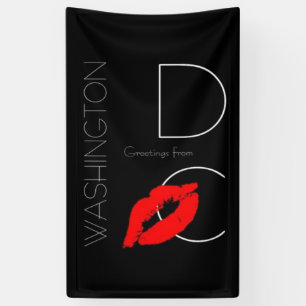 Greetings from Washington D.C. Red Lipstick Kiss Banner