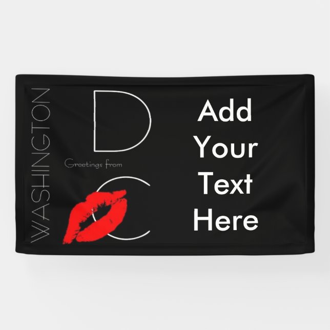Greetings from Washington D.C. Red Lipstick Kiss Banner (Horizontal)