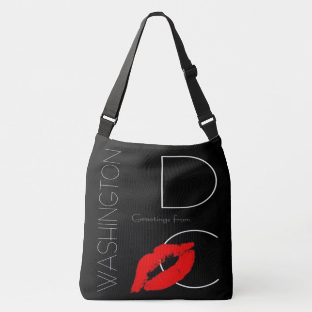 Greetings from Washington D.C. Red Lipstick Kiss Crossbody Bag (Front)