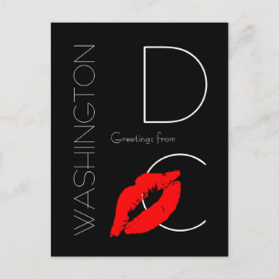 Greetings from Washington D.C. Red Lipstick Kiss Postcard