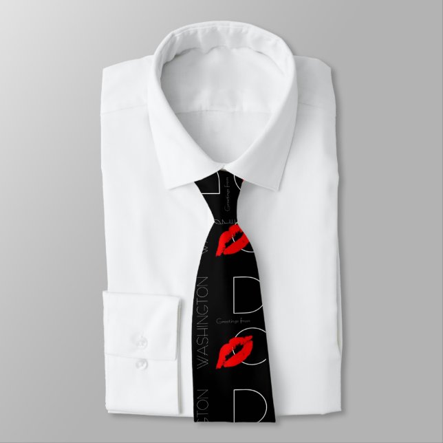 Greetings from Washington D.C. Red Lipstick Kiss Tie (Tied)