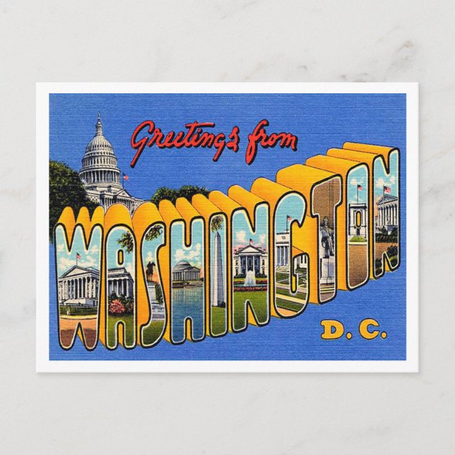 Greetings from Washington D.C. Vintage Travel Postcard (Front)