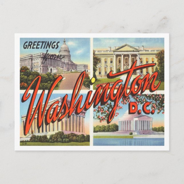 Greetings from Washington, D. C. Vintage Travel Postcard (Front)