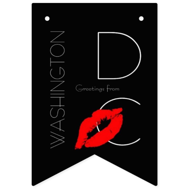 Greetings from Washington DC Red Lipstick Kiss Bunting (First Flag)