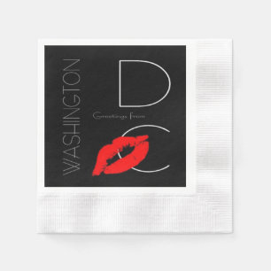 Greetings from Washington DC Red Lipstick Kiss Napkin