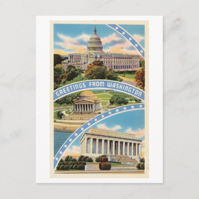 Greetings from Washington DC Vintage Travel Postcard (Front)