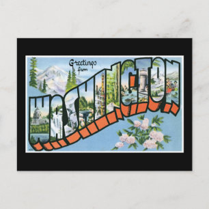 Greetings from Washington state! Vintage Road Trip Postcard