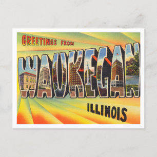 Greetings from Waukegan, Illinois Vintage Travel Postcard