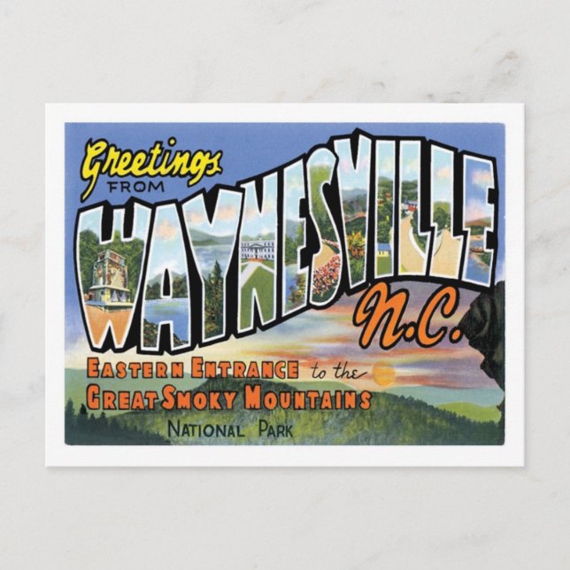 Greetings From Waynesville North Carolina US City Postcard (Front)