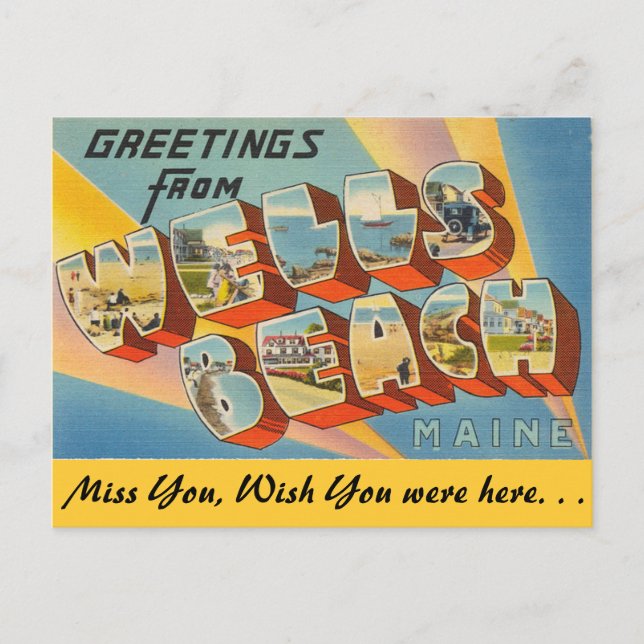 Greetings from Wells Beach Postcard (Front)