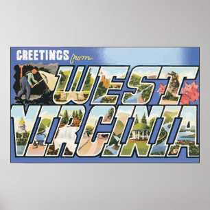 Greetings From West Virginia, Vintage Poster