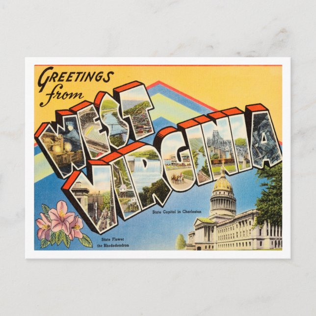 Greetings from West Virginia Vintage Travel Postcard (Front)