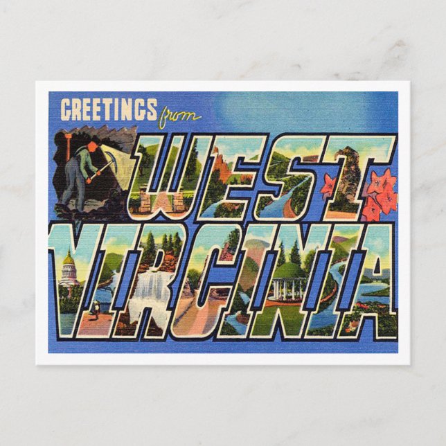 Greetings from West Virginia Vintage Travel Postcard (Front)