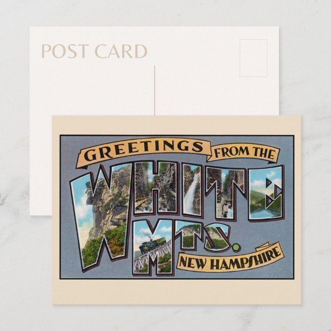 Greetings from White Mountains New Hampshire Postcard (Front/Back)