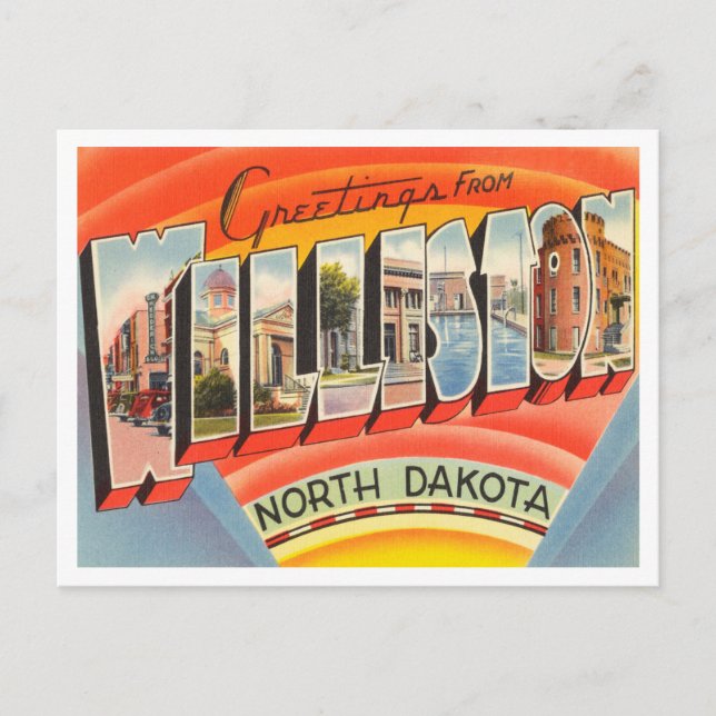 Greetings from Williston, North Dakota Travel Postcard (Front)