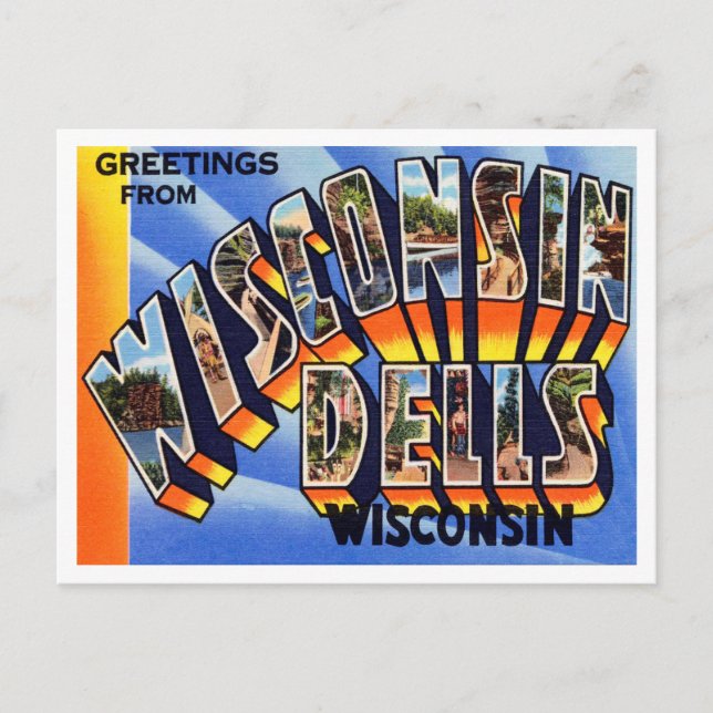 Greetings from Wisconsin Dells, Wisconsin Travel Postcard (Front)