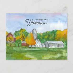 Greetings from Wisconsin Farm Midwest Landscape Postcard
