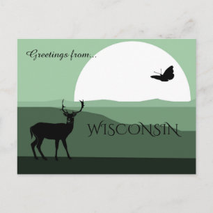 Greetings from Wisconsin Lush Green Earth Tones  Postcard