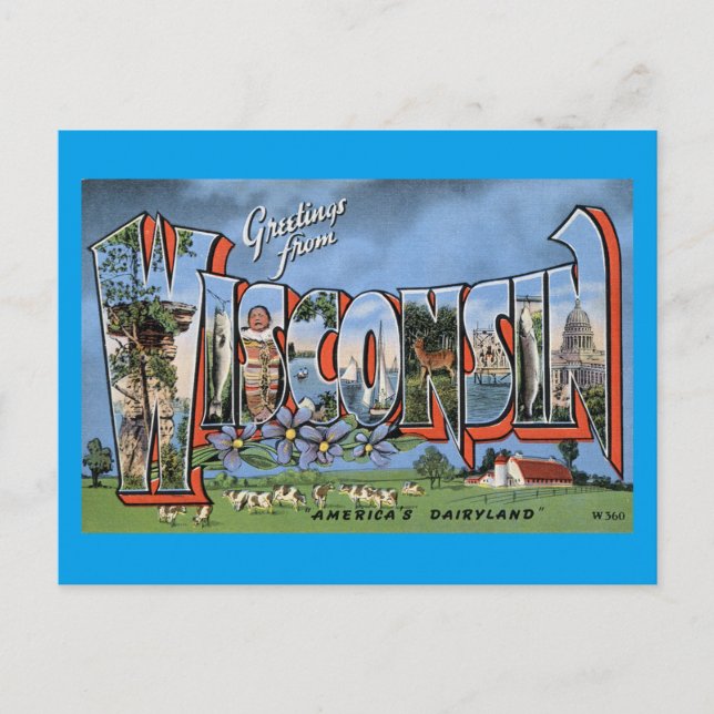 Greetings From Wisconsin Postcard (Front)
