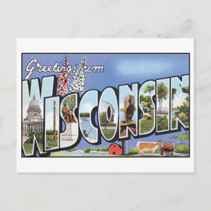 Greetings From Wisconsin Vintage Postcard