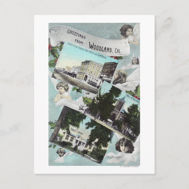 Greetings From with Scenic ViewsWoodland, CA Postcard (Front)